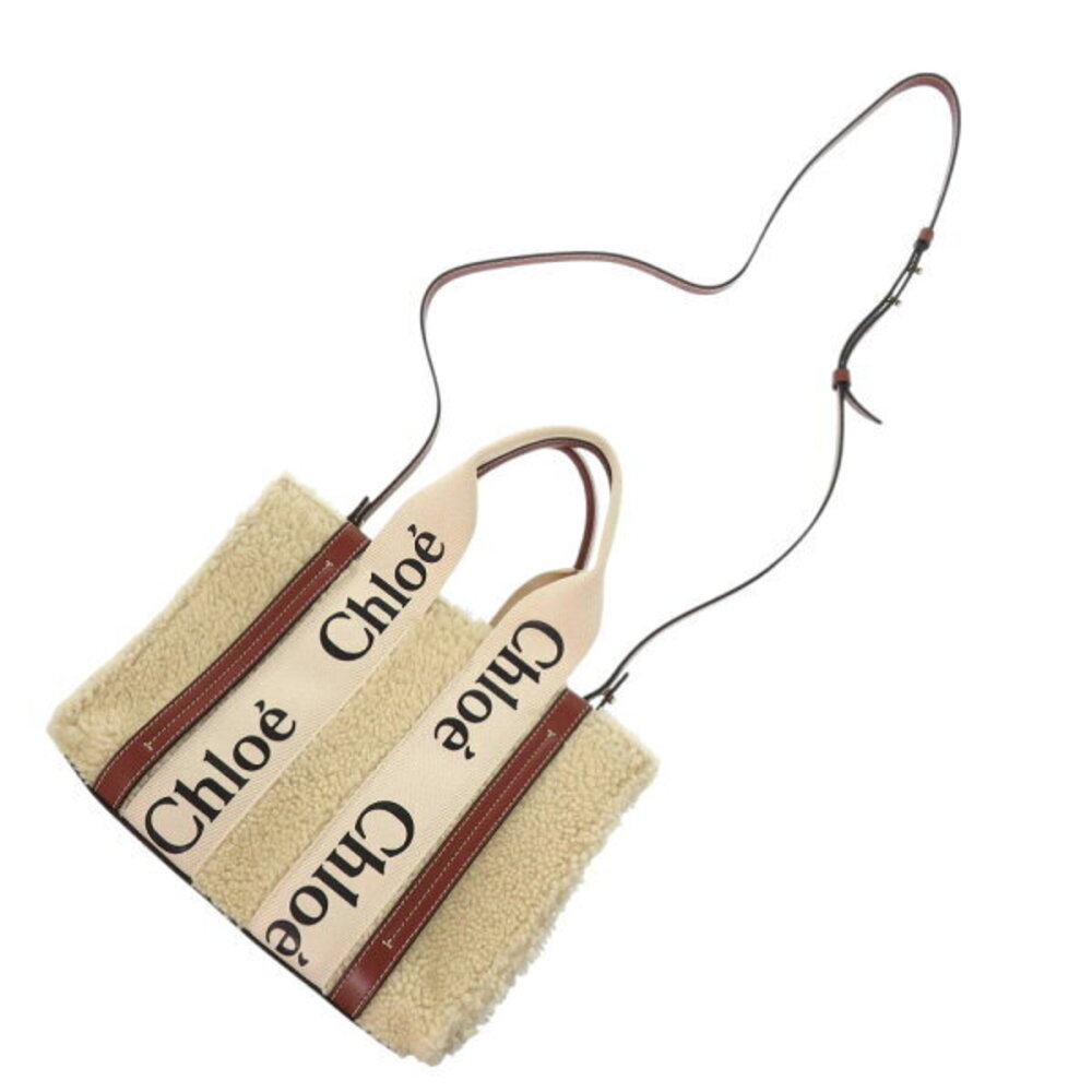 Chloe WOODY tote bag beige brown boa leather handbag - Picture 5 of 8